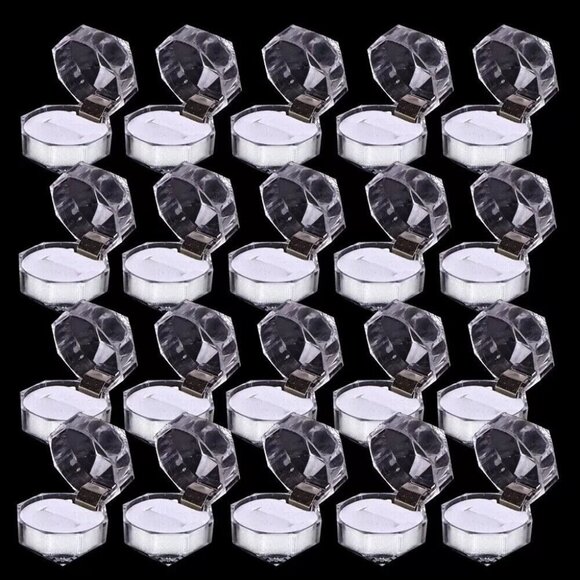20pcs Lots Plastic Clear Crystal Jewelry Ring Display Storage Boxes Accessories - Picture 1 of 4